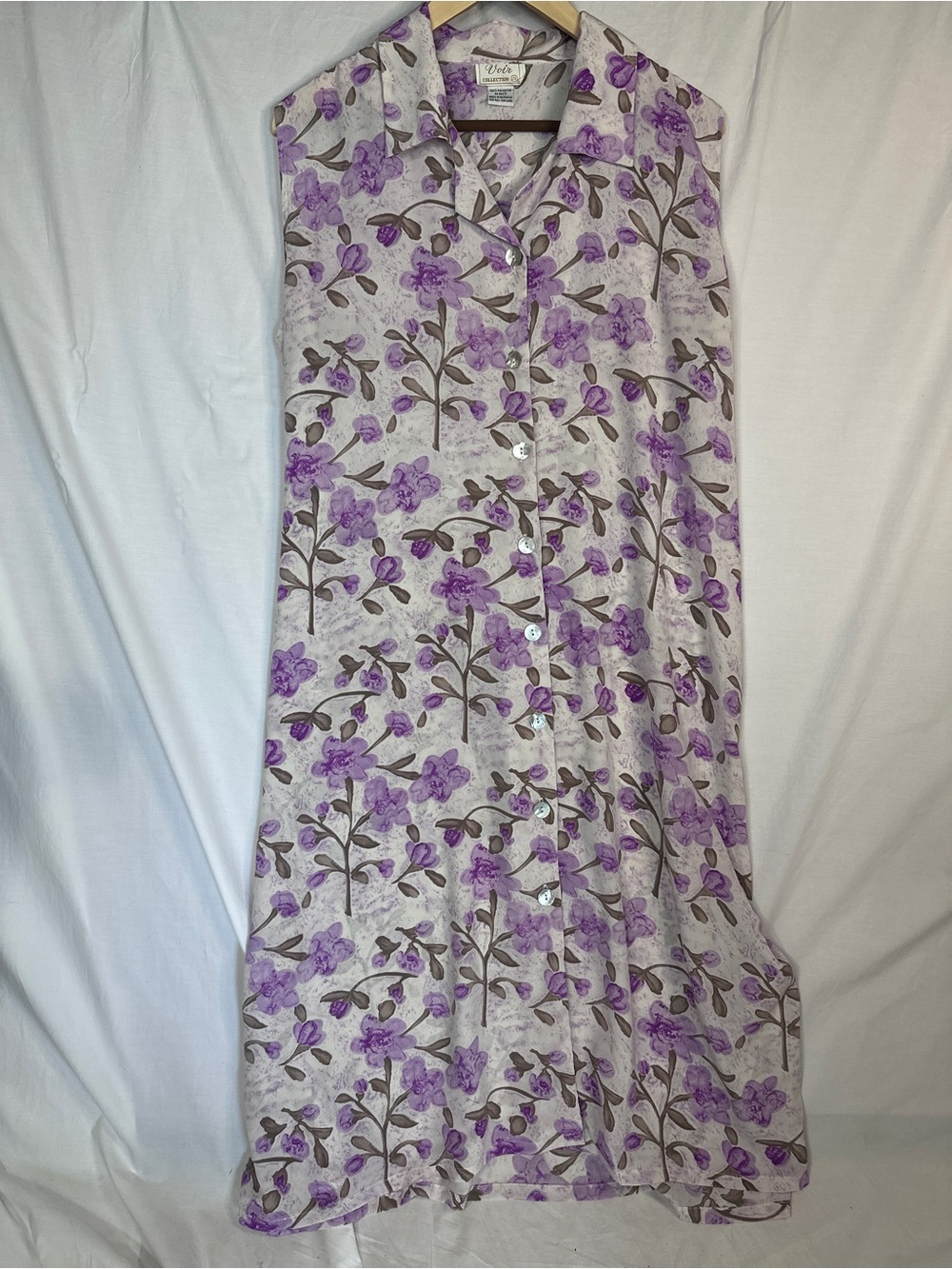 Vintage Voir Collection Purple Floral Button Down Dress 2X Duster